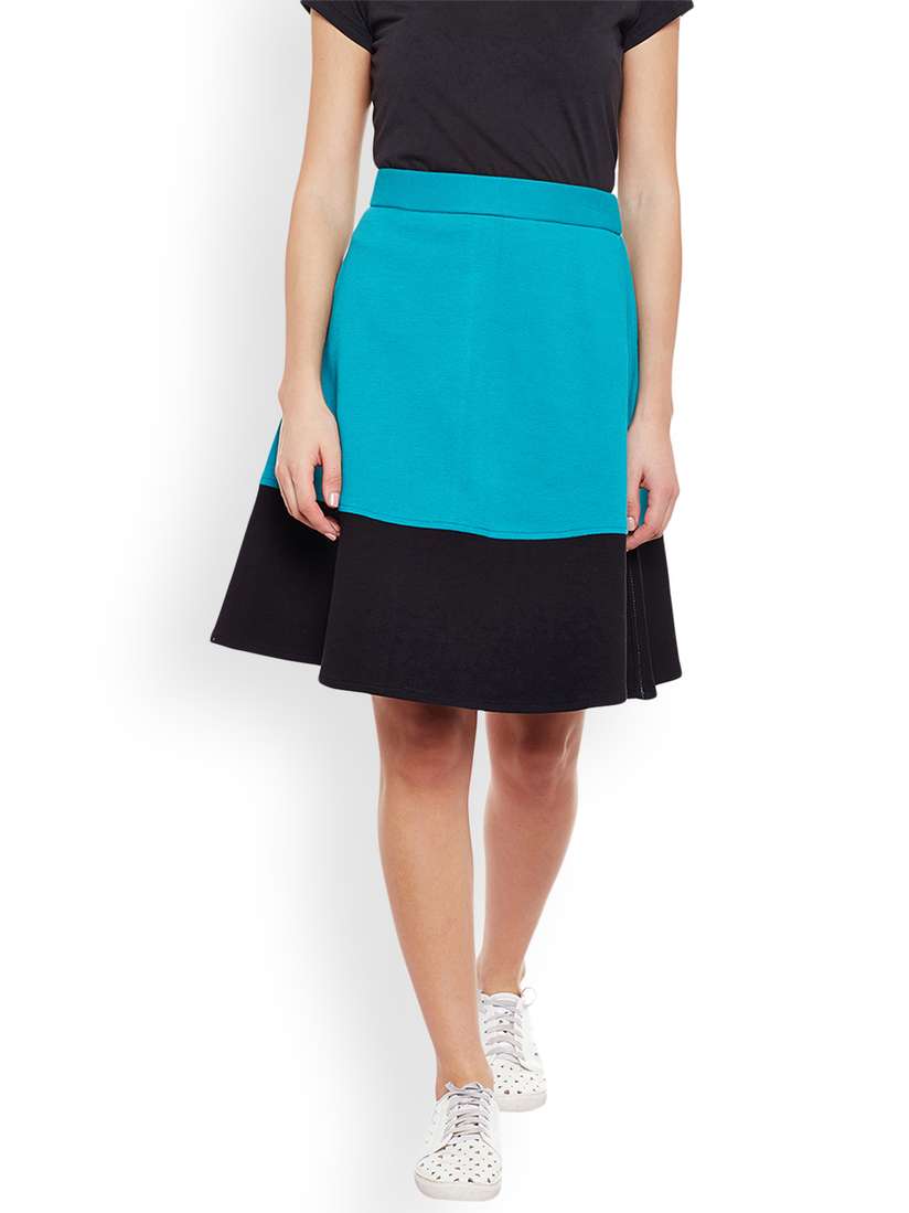 Buy Rider Republic Turquoise Blue & Black Colourblocked Flared  