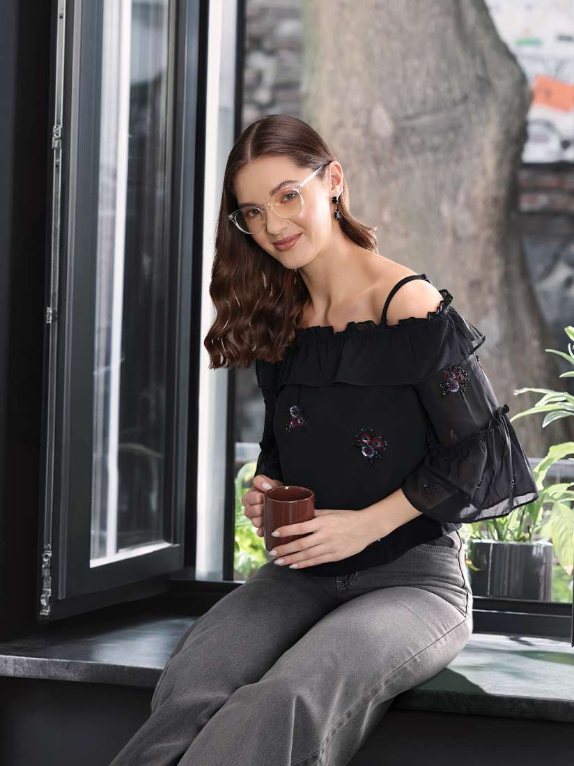 Buy AND Embellished Off Shoulder Bardot Top Tops for Women 22622912 Myntra