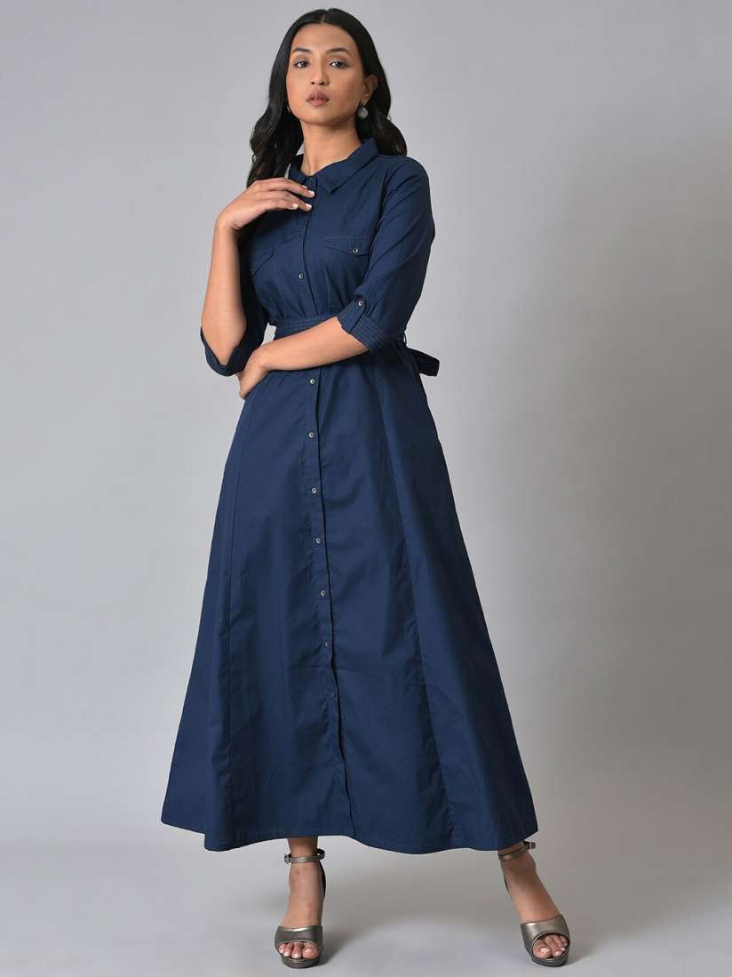 Buy W Women Mandarin Collar Maxi Cotton Dress Dresses for Women 22627484 Myntra