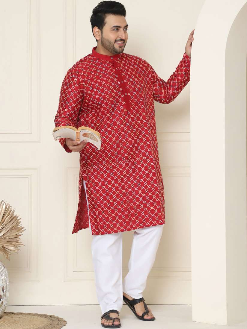 Buy SOJANYA PLUS Men Plus Size Embroidered Kurta With Pyjamas Kurta Sets for Men 22633762 Myntra