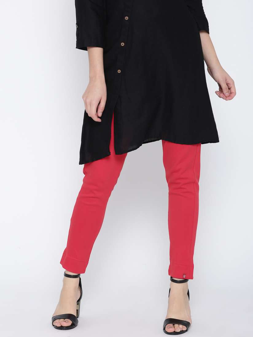 Buy Biba Red Ankle Length Solid Leggings Leggings for Women 2263406 Myntra