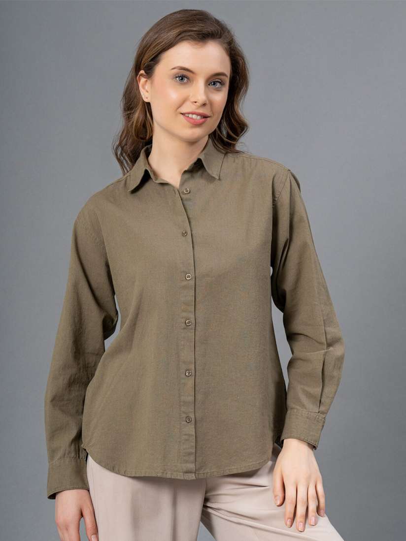 Buy Mode by Red Tape Spread Collar Cotton Linen Casual Shirt Shirts for Women 22634886 Myntra