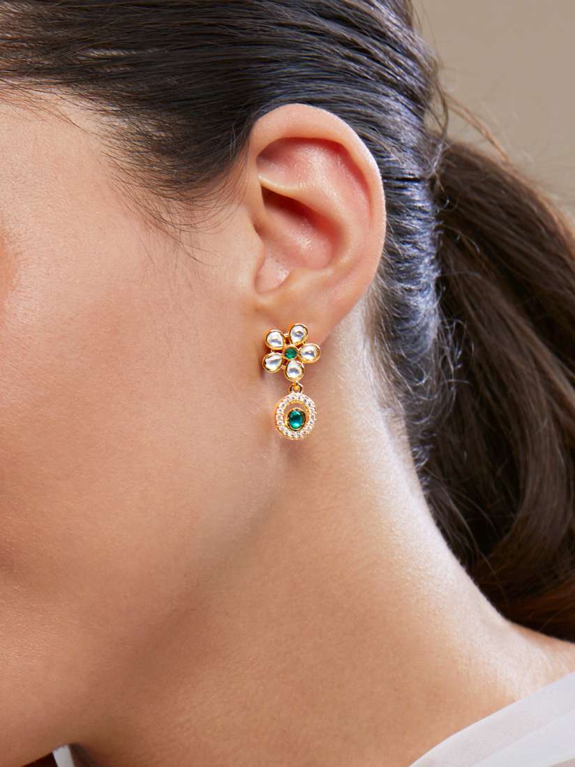 Buy MINUTIAE Gold Plated Floral Drop Earrings Earrings for Women 22636650 Myntra