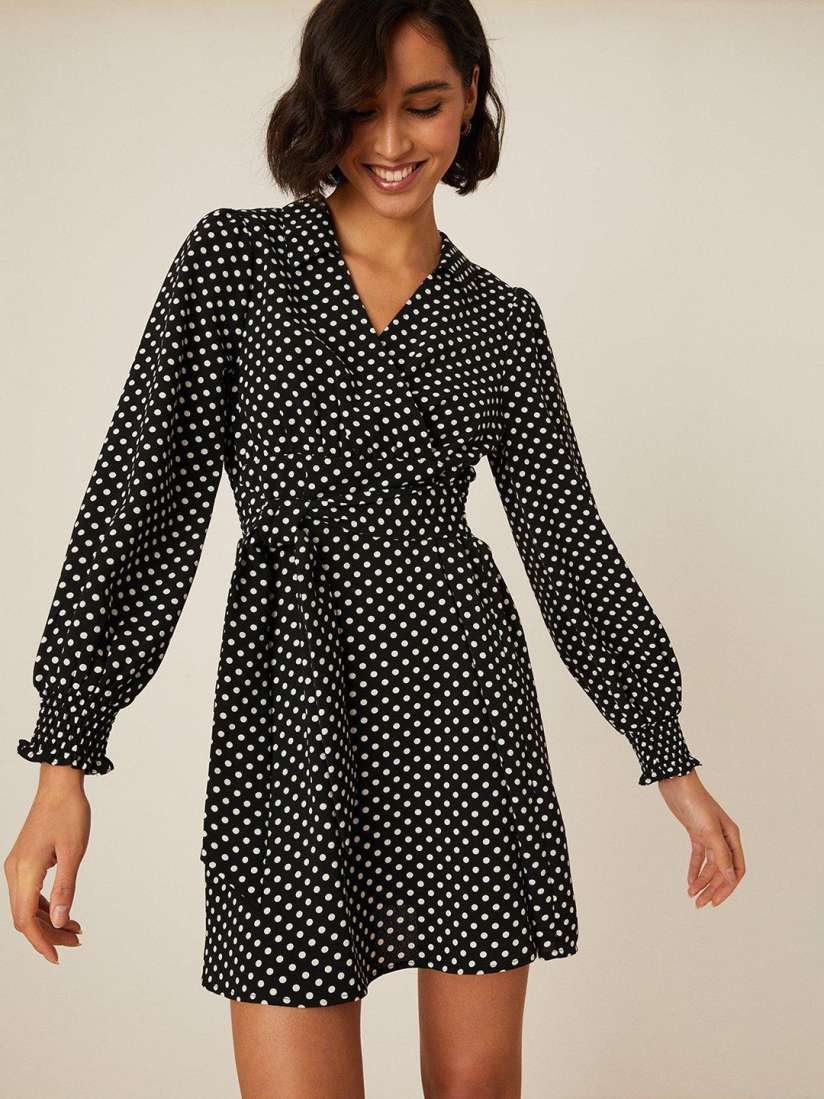 Dorothy perkins black and white polka dot dress cheap