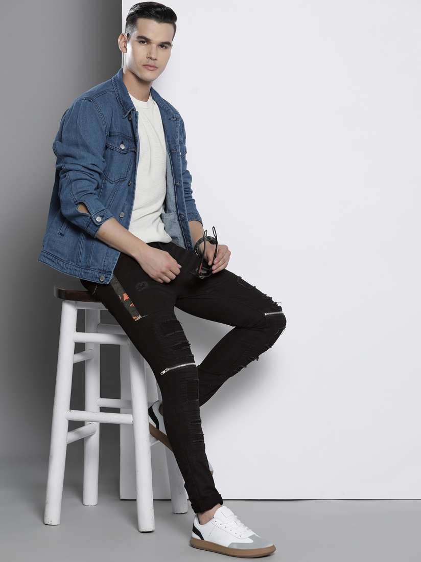 Buy BRAVE SOUL Men Distressed Zip Detail Skinny Fit Biker Jeans Jeans for Men 22637398 Myntra
