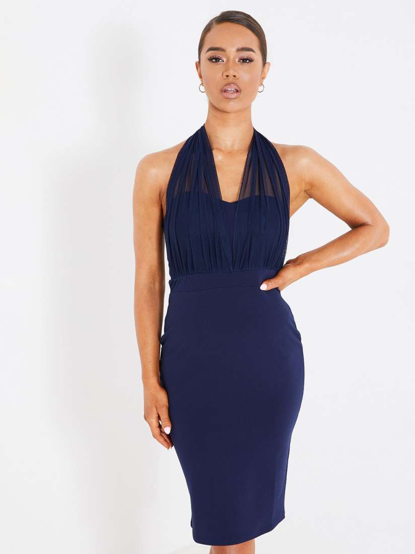 Quiz blue halter neck dress clearance
