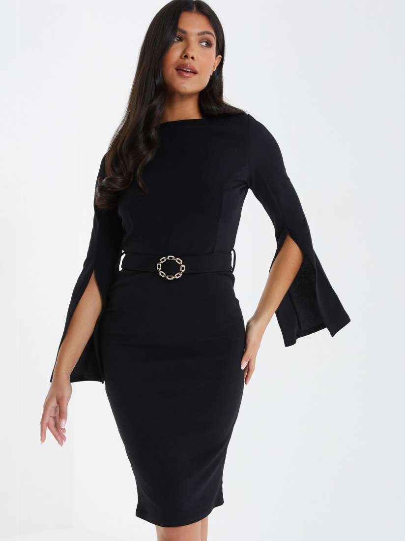 Buy QUIZ Boat Neck Slit Sleeve Bodycon Dress Dresses for Women 22639518 Myntra
