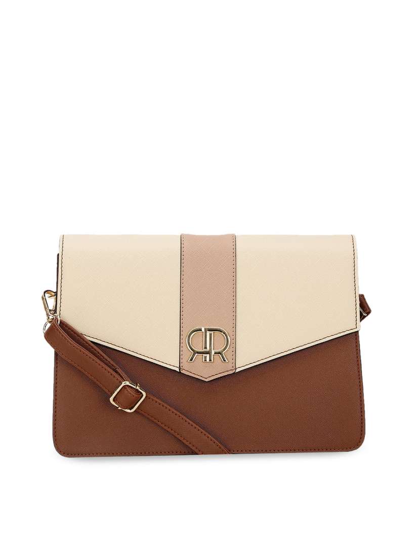 Buy Marie Claire Brown Cream Colourblocked Swagger Sling Bag Handbags for Women 22649138 Myntra