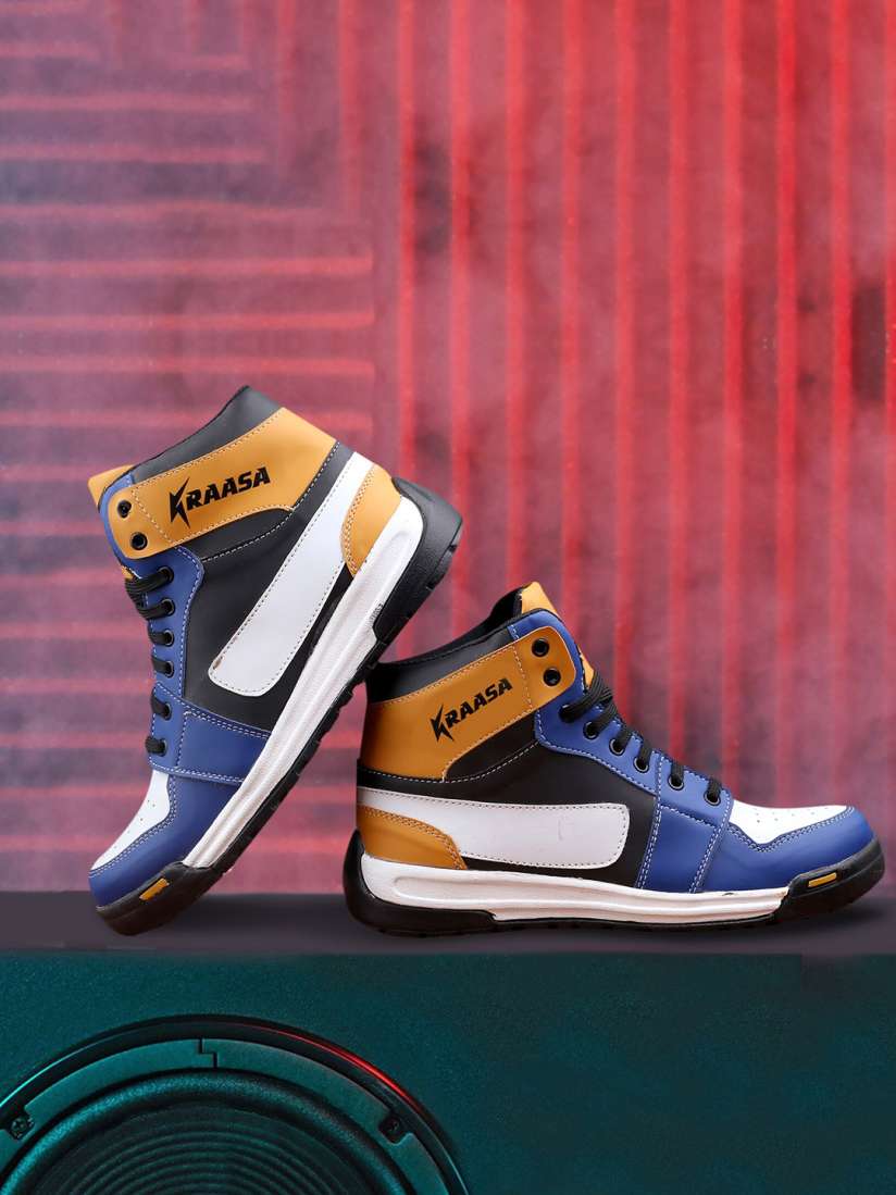 Buy KRAASA Men Colourblocked Perforated Mid Top Sneakers Casual Shoes for Men 22662320 Myntra