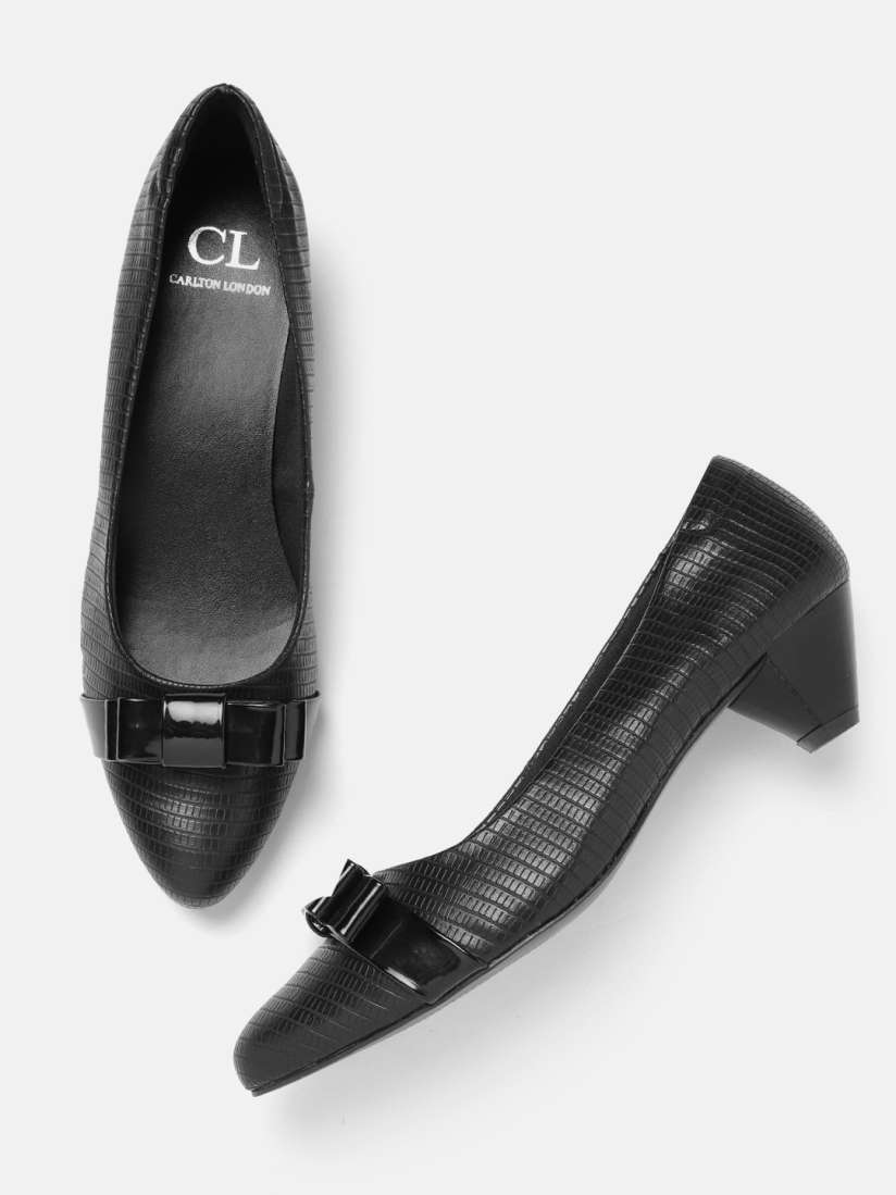 Buy Carlton London Textured Block Heel Pumps with Bow Detail Heels for Women 22669006 Myntra