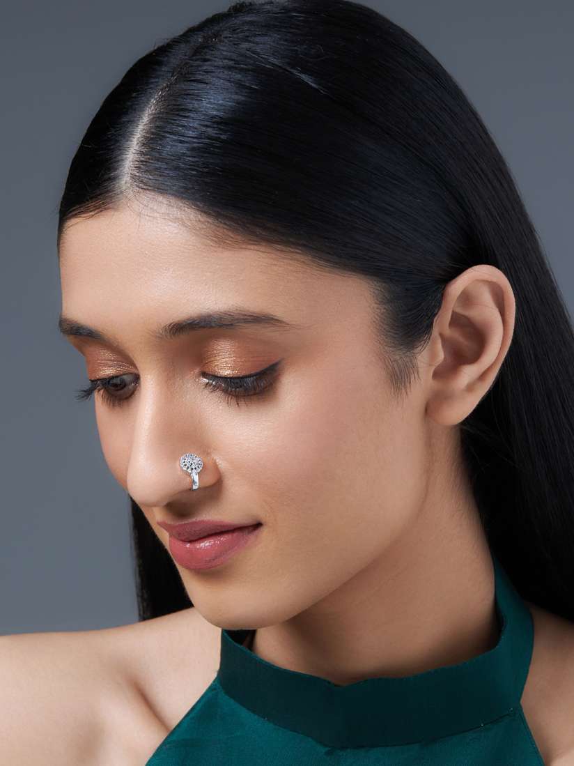 Buy Kushal s Fashion Jewellery Rhodium Plated Zircon Clip on Nose Pin Nosepin for Women 22671054 Myntra