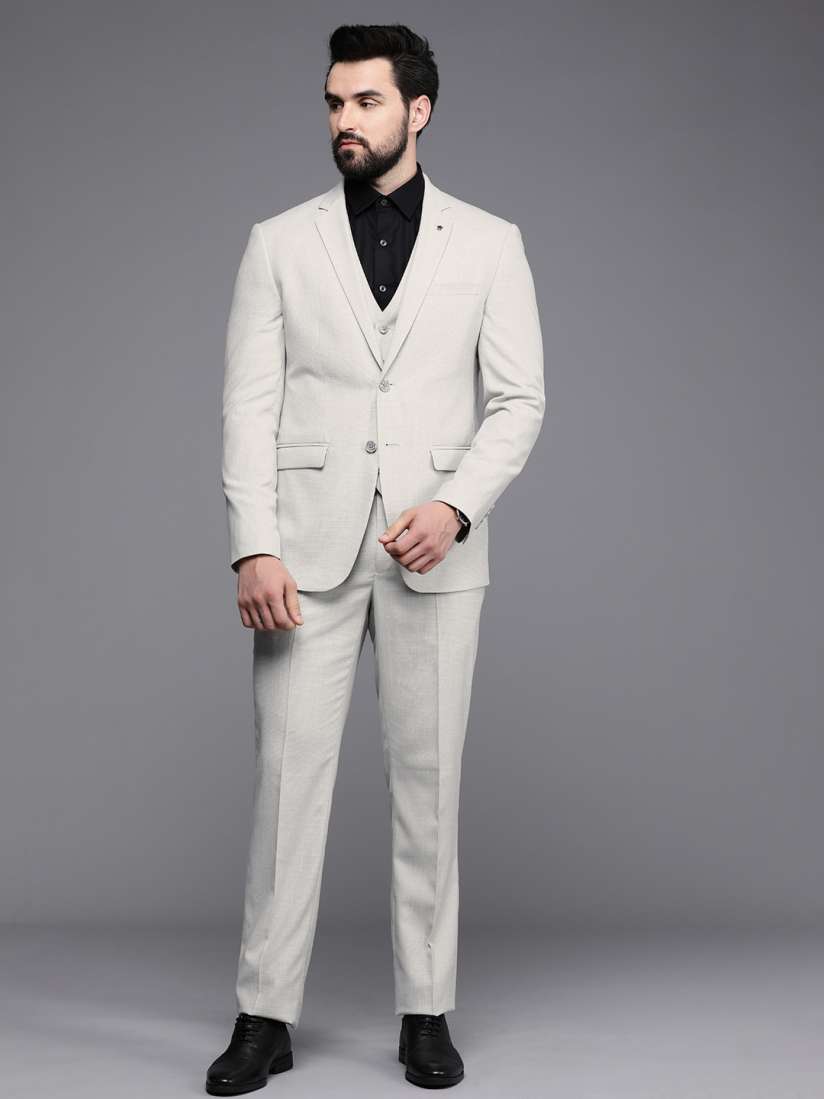 Buy Louis Philippe Men Textured Single Breasted Slim Fit 3 Piece Formal Suit Suits for Men 22672938 Myntra