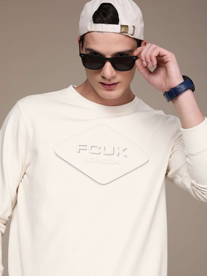 Buy FCUK Round Neck Brand Logo Embossed Detail Sweatshirt Sweatshirts for Men 22679608 Myntra