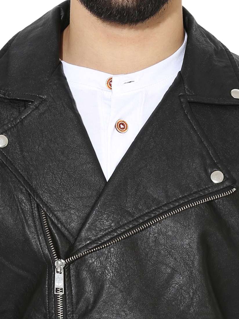 Buy Red Tape Men Black Solid Biker Jacket Jackets for Men 2268048 Myntra