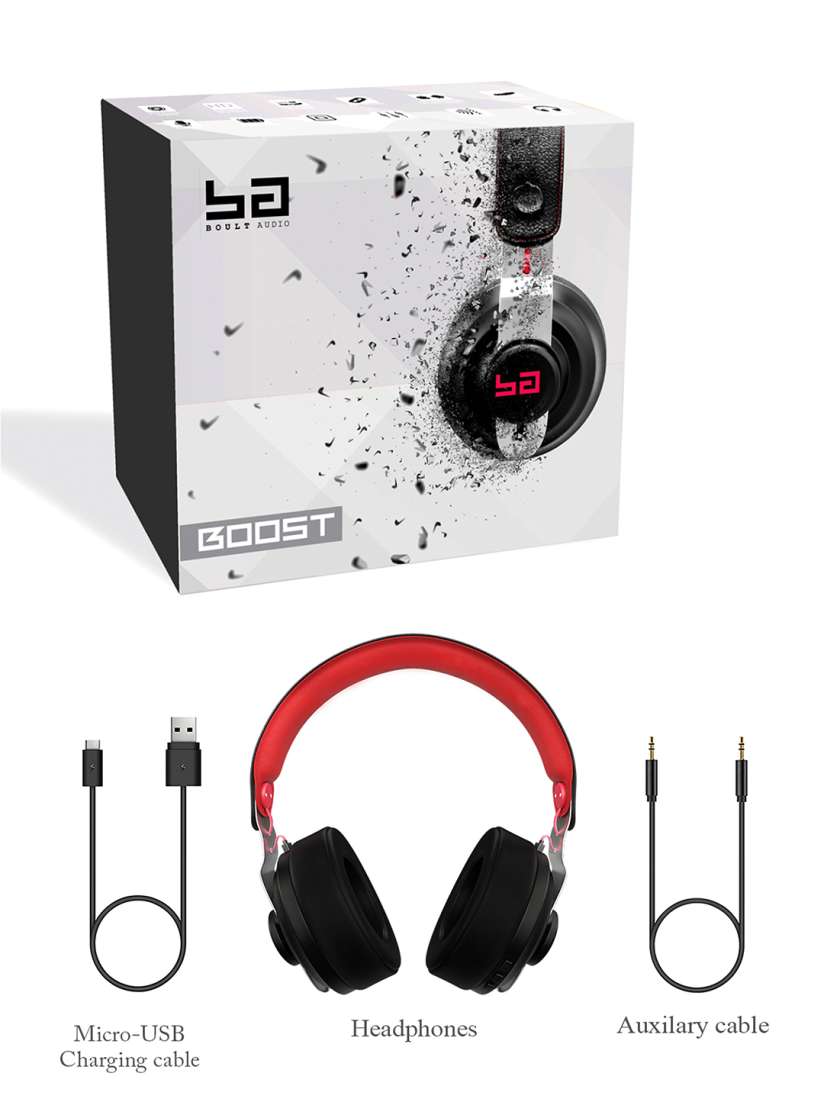 Buy Boult Black Red Boost HD Wireless Over Ear Headphones with Mic Headphones for Unisex 2268282 Myntra