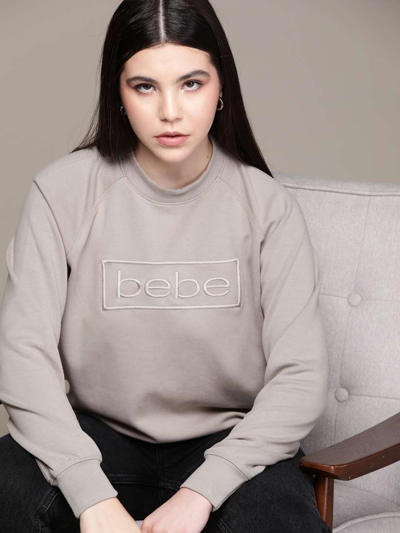 Buy bebe Season Staples Brand Logo Embroidered Sweatshirt Sweatshirts for Women 22685060 Myntra