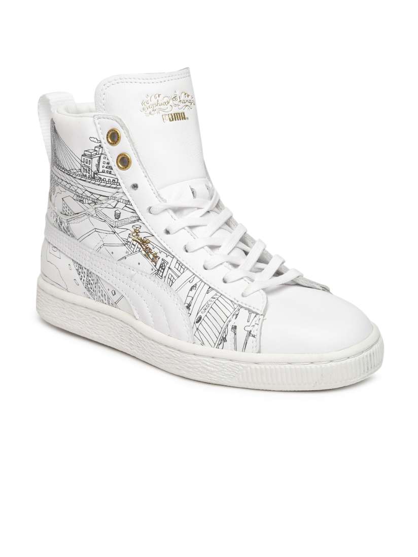 Buy Puma Unisex White Printed Leather Basket Classic X S Chang High Top Sneakers Casual Shoes for Unisex 2268623 Myntra