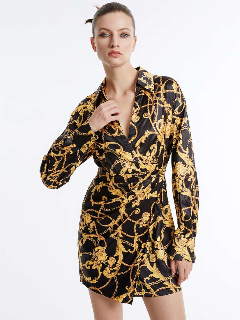 Mini Dress Yellow Leopard Print Wrap Dress Buy Urban Revivo Ethnic