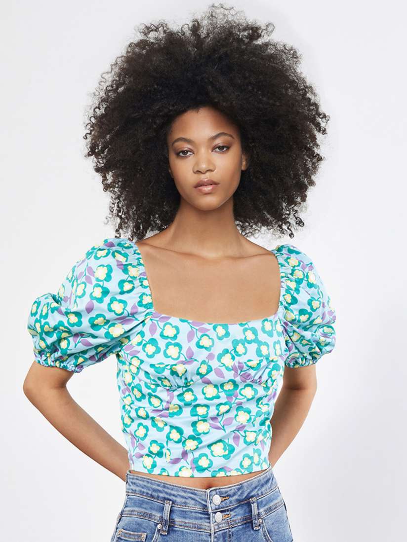 Puff sleeve cotton top shop