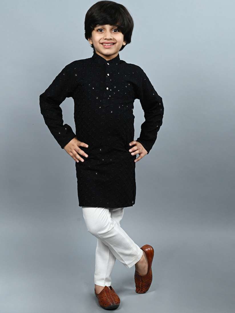 Buy ahhaaaa Ethnic Motifs Embroidered Sequinned Kurta with Pyjamas Kurta Sets for Boys 22689324 Myntra