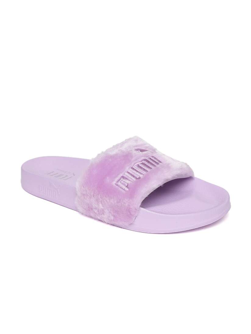 Puma faux fur slides clearance