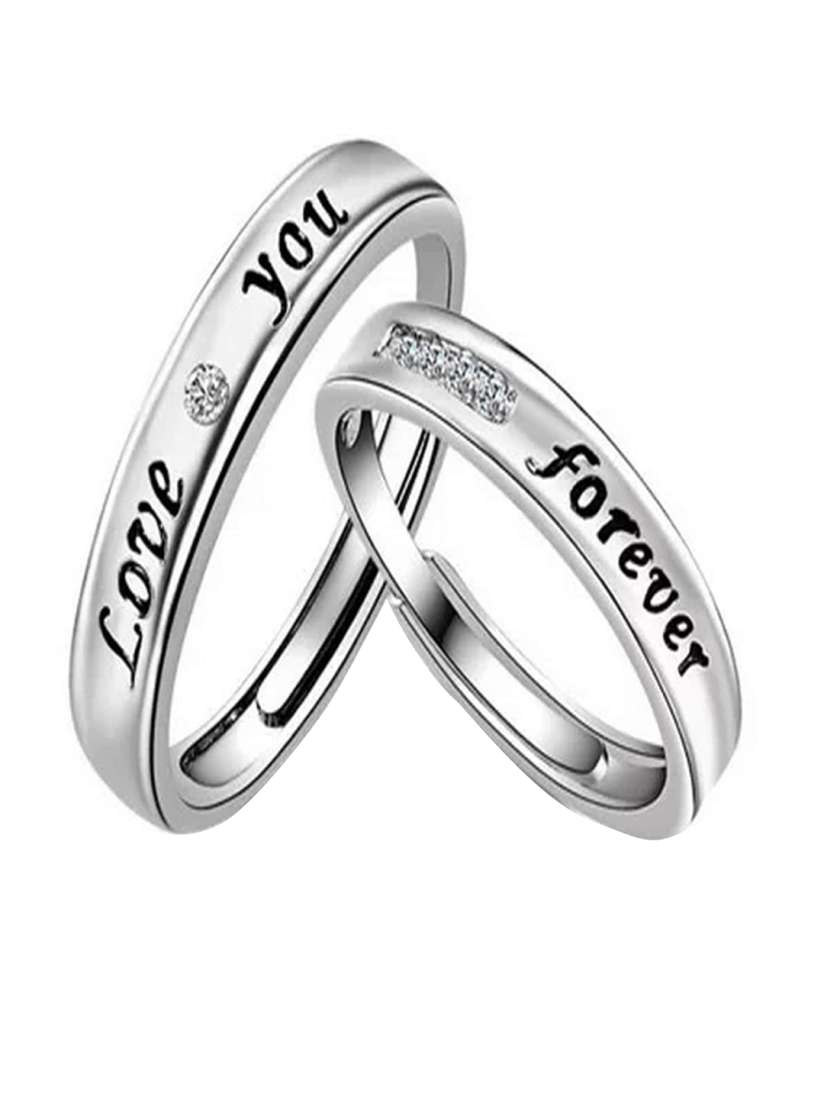 University Trendz Stainless Steel Gold Plated CZ Couple Rings, Anniversary,  Engagement Rings for Men, Women and Lovers (2 PCs) : Amazon.in: Fashion