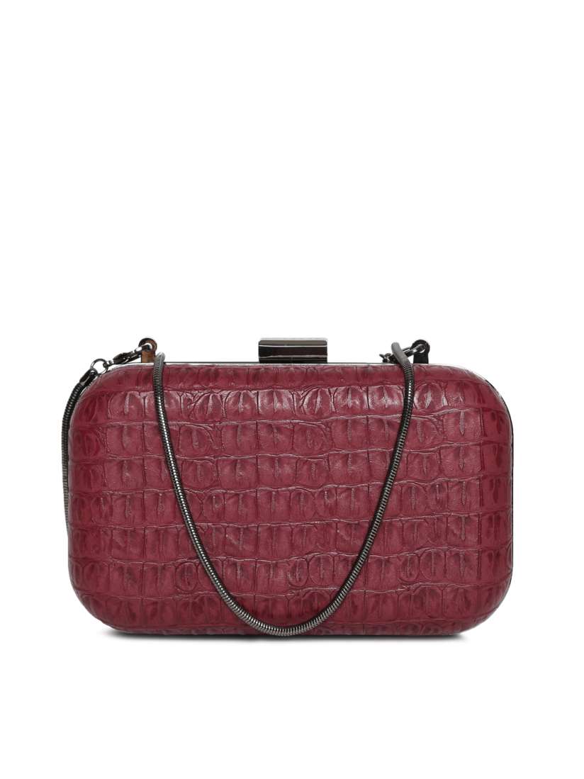 Buy Caprese Maroon Textured Box Clutch Clutches for Women 2269796 Myntra