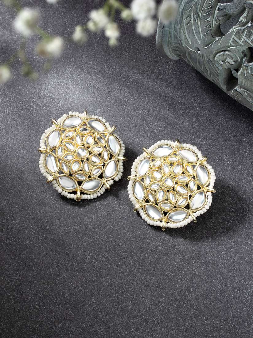 Buy Peora Gold Plated Kundan Circular Stud Earrings Earrings for Women 22704368 Myntra