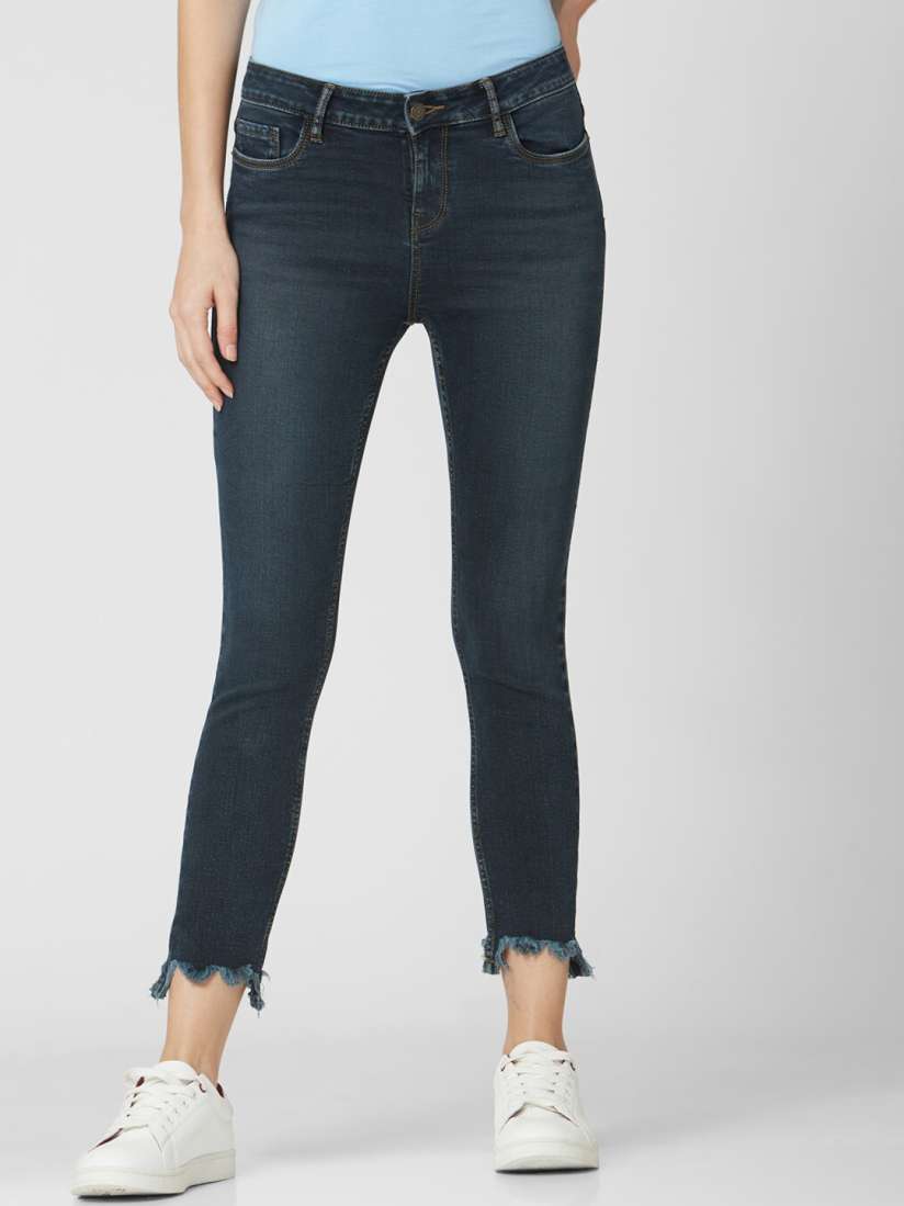 Buy Vero Moda Women Mid Rise Clean Look Fringed Skinny Fit Cropped Jeans Jeans for Women 22705520 Myntra
