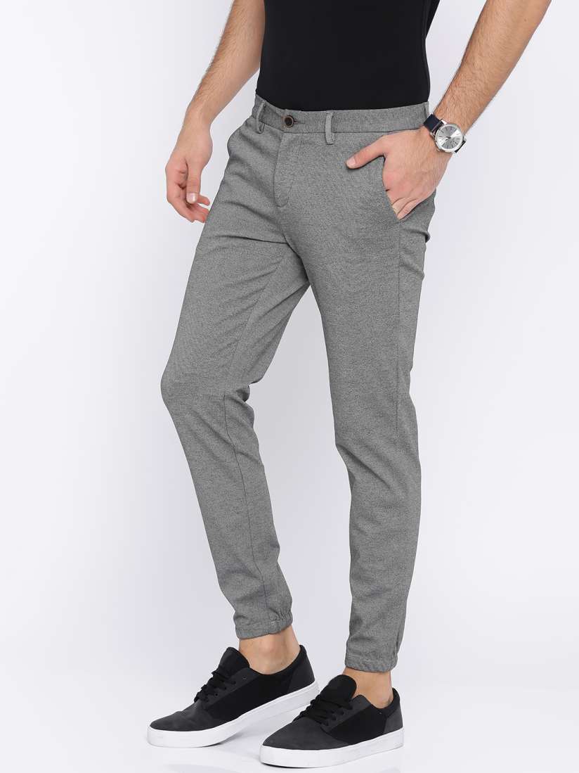 Buy Solly Sport Men Grey Smart Slim Fit Self Design Joggers Trousers for Men 2270555 Myntra