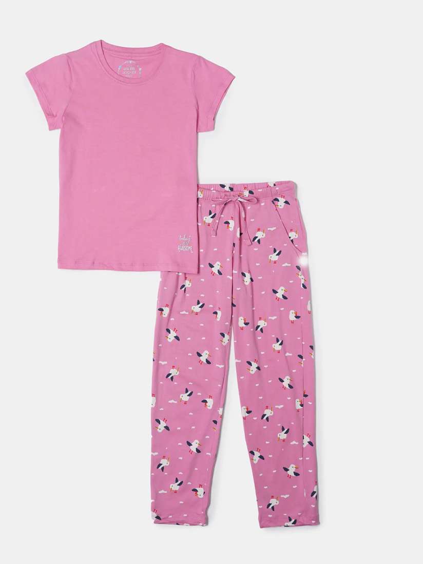 Buy Jockey Girl s Super Combed Cotton Short Sleeve Tshirt and Printed Pyjama Set RG12 Night suits for Girls 22711794 Myntra