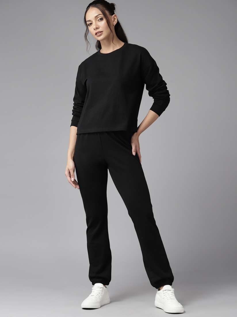 Buy Roadster Women Solid Top With Joggers Co Ords for Women 22724884 Myntra