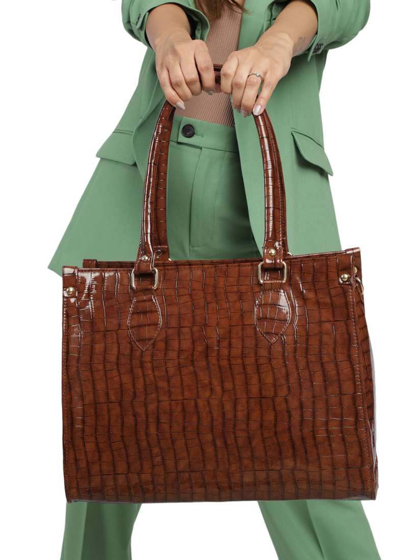Structured tote bag with pockets clearance