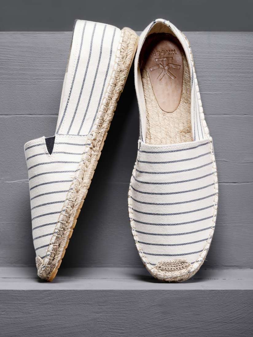 Buy WROGN Men Off White Striped Espadrilles Casual Shoes for Men 2272522 Myntra