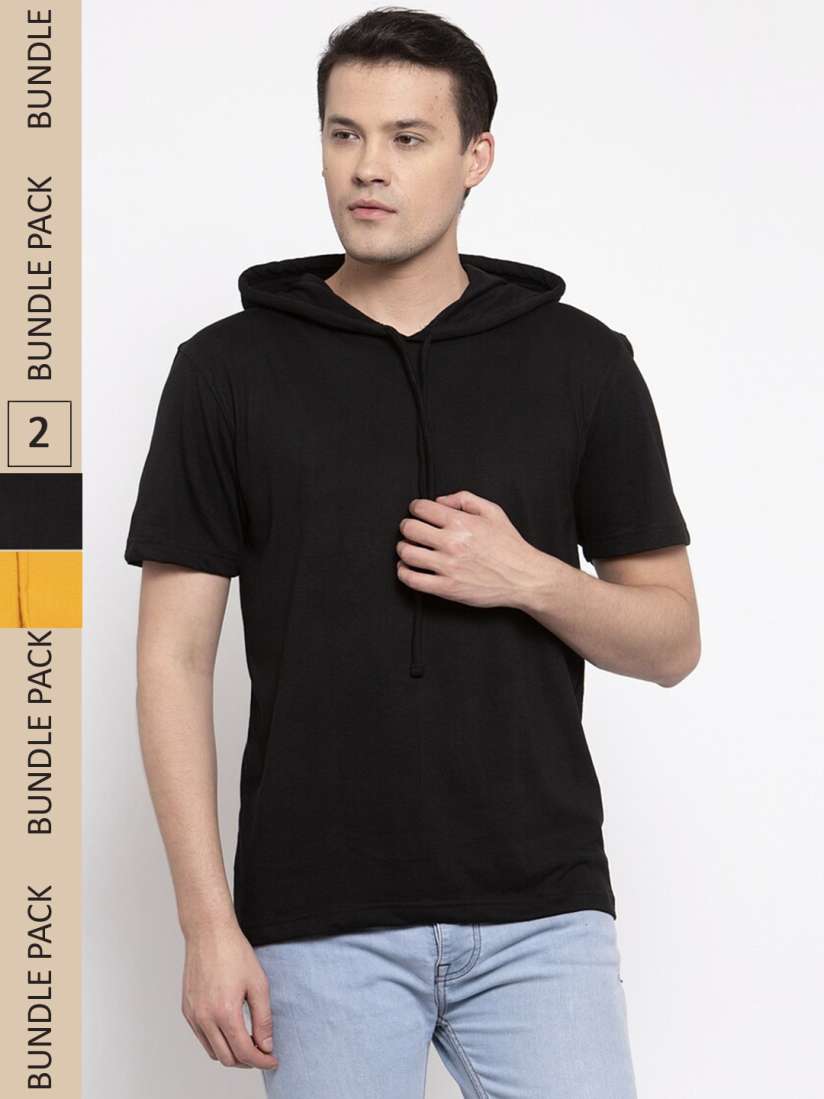Buy Friskers Pack Of 2 Hooded Slim Fit Cotton T shirt Tshirts for Men 22728688 Myntra