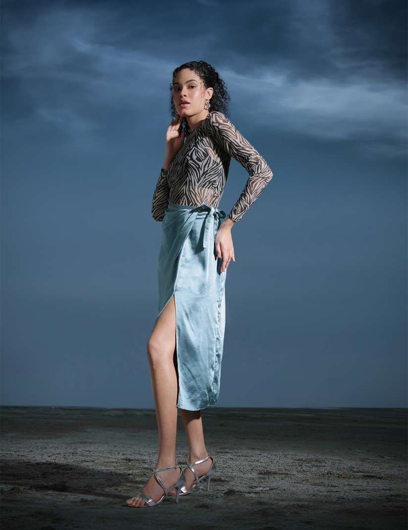 Mango satin wrap midi skirt clearance
