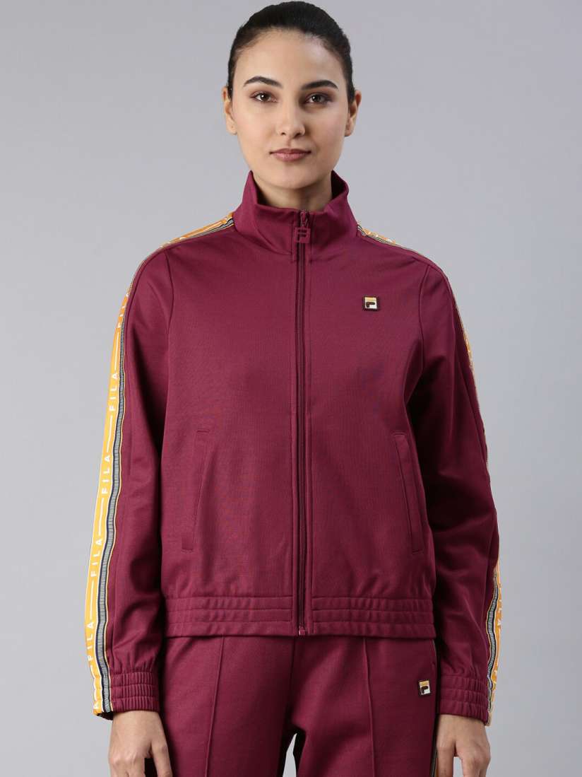 Buy FILA Mock Collar Long Sleeves Outdoor Cotton Sporty Jacket Jackets for Women 22732680 Myntra