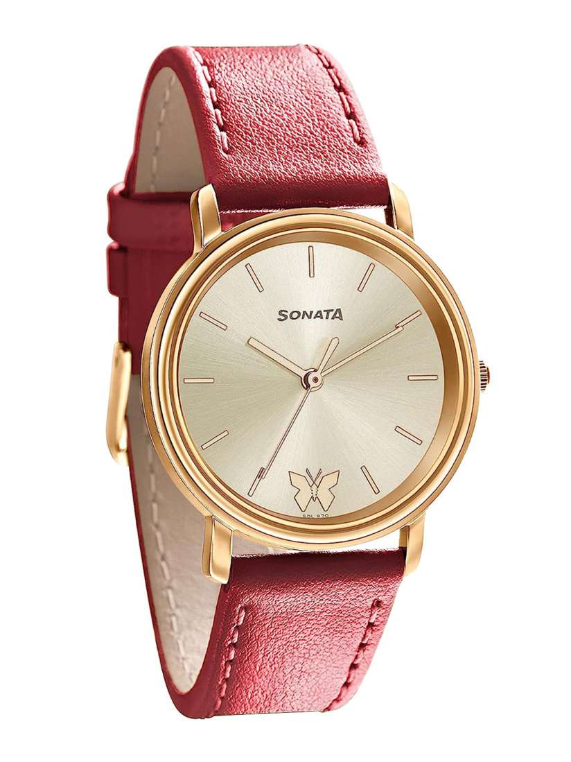 Buy Sonata Women Textured Leather Straps Analogue Watch 87029WL01 Watches for Women 22735374 Myntra