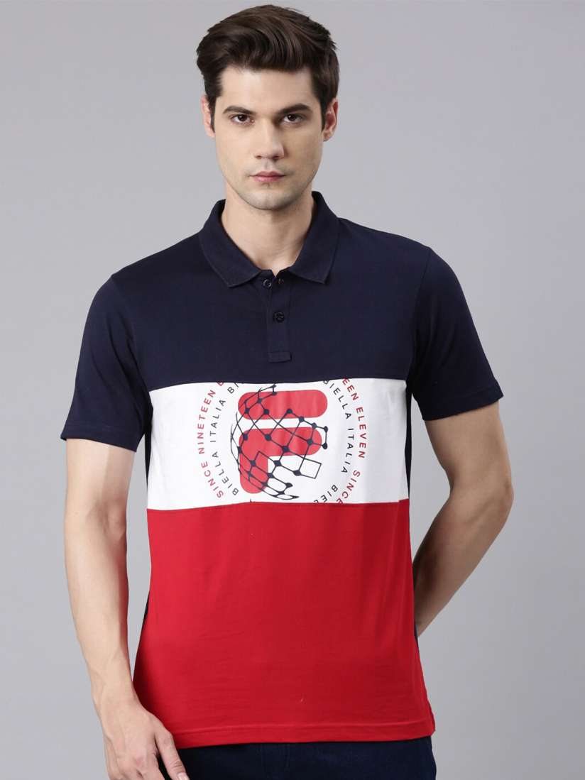 Buy FILA Colourblocked Polo Collar Organic Cotton T shirt Tshirts for Men 22736418 Myntra