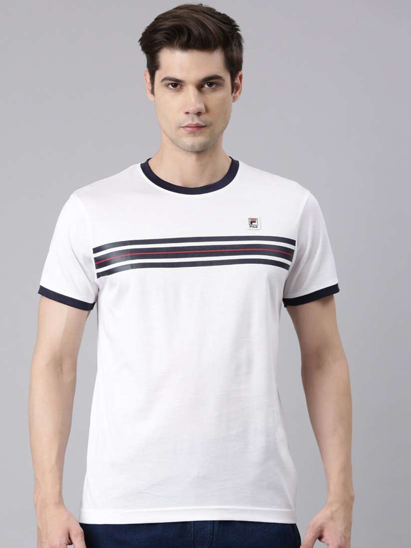 Buy FILA Striped Organic Cotton T shirt Tshirts for Men 22736450 Myntra