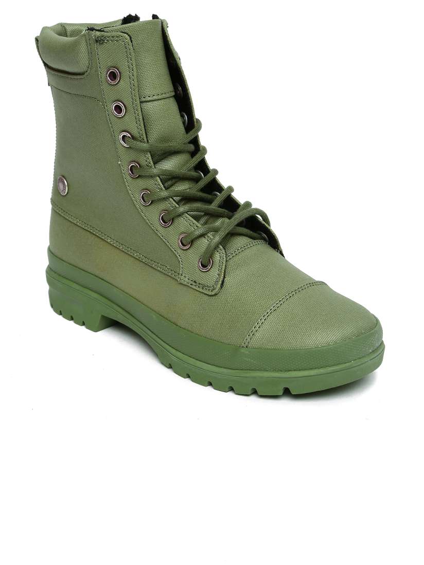 Buy DC Men Olive Green Solid AMNESTI TX J High Top Flat Boots Boots for Men 2273748 Myntra