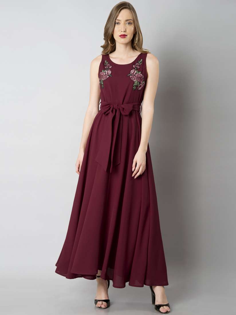 Buy FabAlley Women Maroon Solid Maxi Dress Dresses for Women 2273827 Myntra