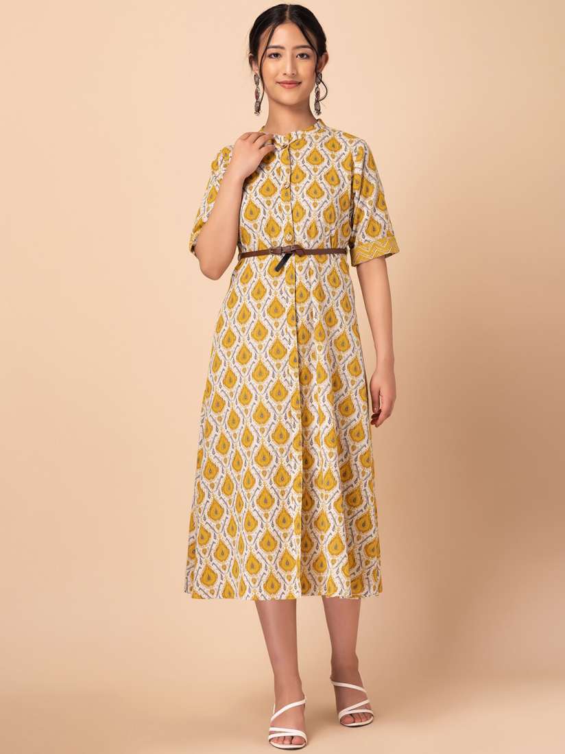 Yellow dress myntra on sale