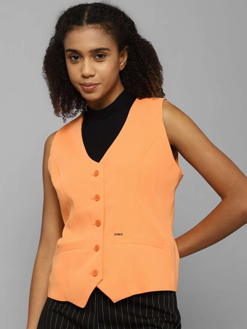 Buy Allen Solly Woman Woven Sleeveless Formal Waistcoat Waistcoat for Women 22745598 Myntra