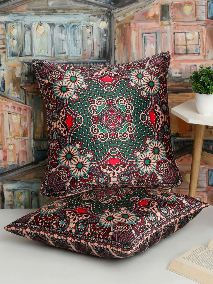 Buy Alina decor Green Pink 2 Pieces Ethnic Motifs Square Cushion Covers Cushion Covers for Unisex 22746878 Myntra