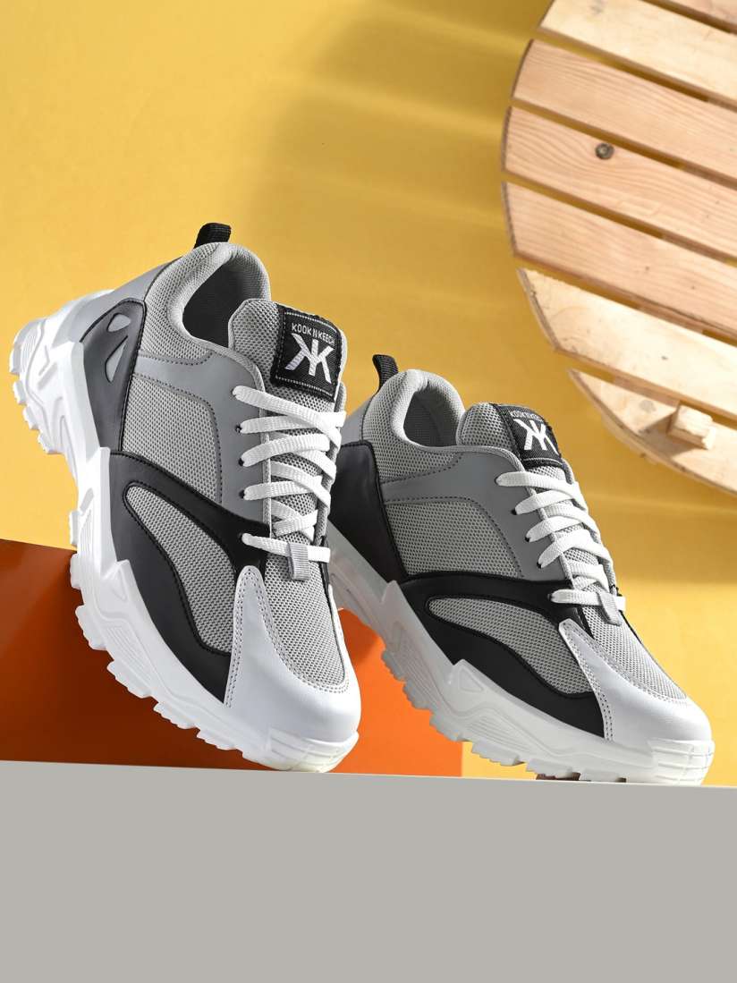 Buy Kook N Keech Men Grey And Black Colourblocked Lightweight Sneakers Casual Shoes for Men 22754672 Myntra