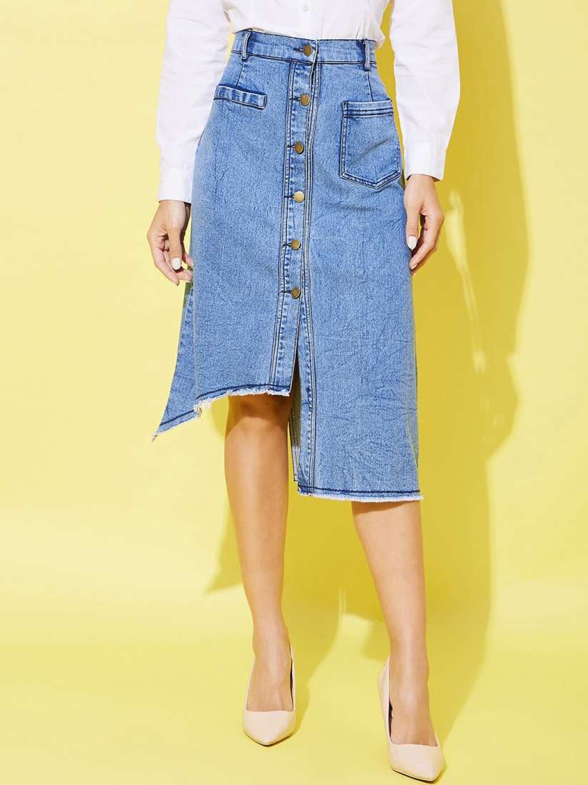 Buy StyleStone Knee Length Straight Denim Skirt Skirts for Women 22754786 Myntra