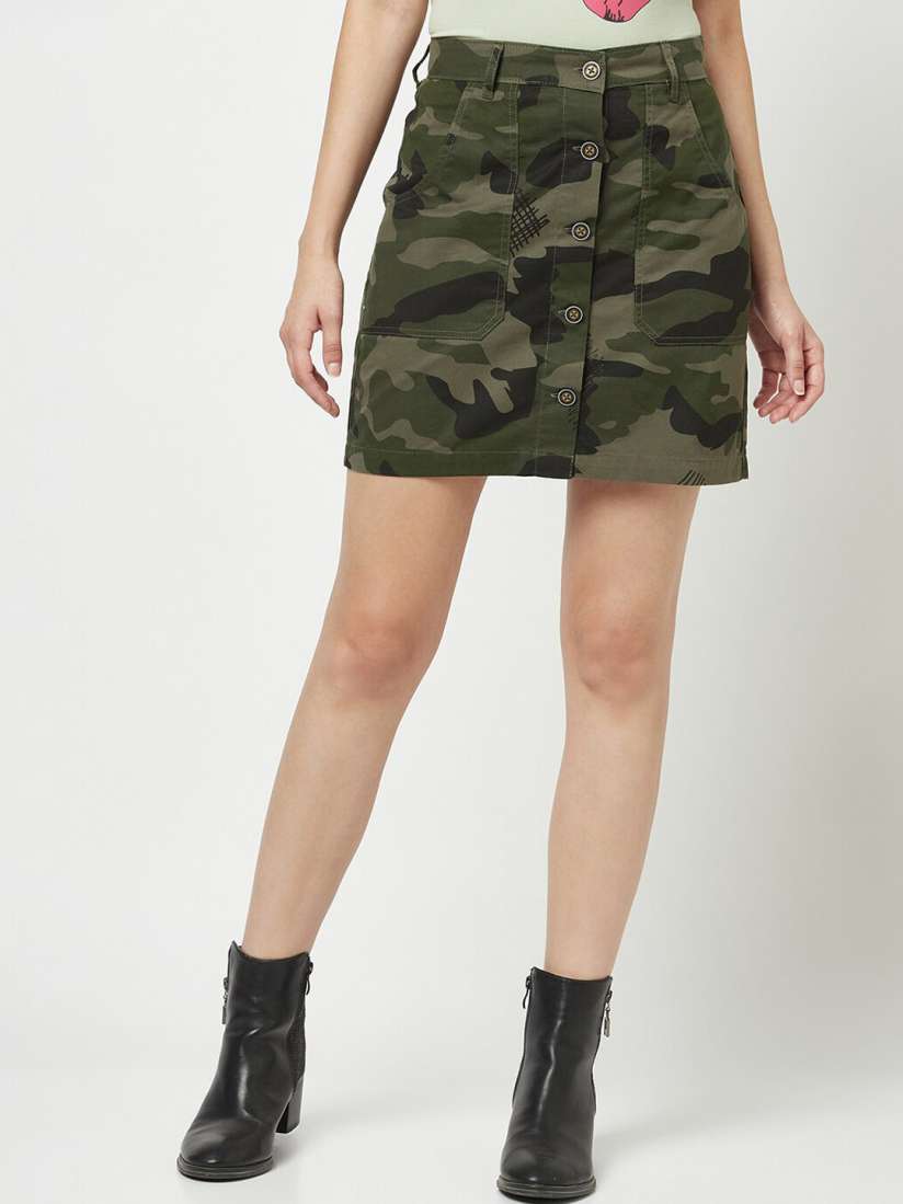Buy Crimsoune Club Camouflage Printed Pure Cotton Mini Pencil Skirt Skirts for Women 22759752 Myntra