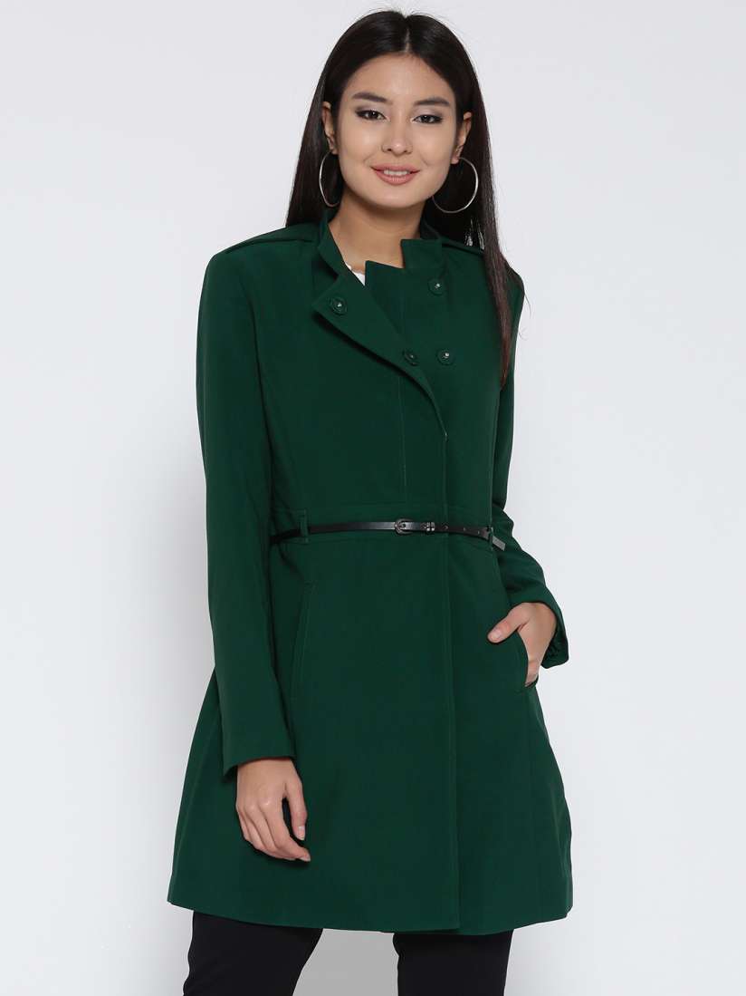 Buy U.S. Polo Assn. Green Longline Coat Coats for Women 2276272 Myntra