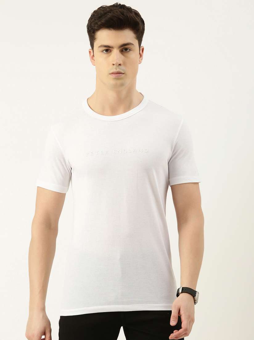 Buy Peter England Casuals Men Brand Logo Printed Slim Fit T shirt Tshirts for Men 22763144 Myntra